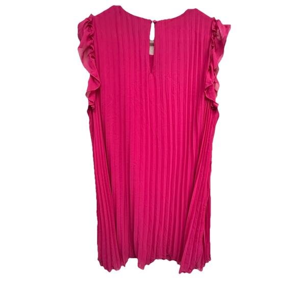 CECE Ruffle Pleated Shift Dress Womens Size 1X Bright Rose Lined - Picture 8 of 9